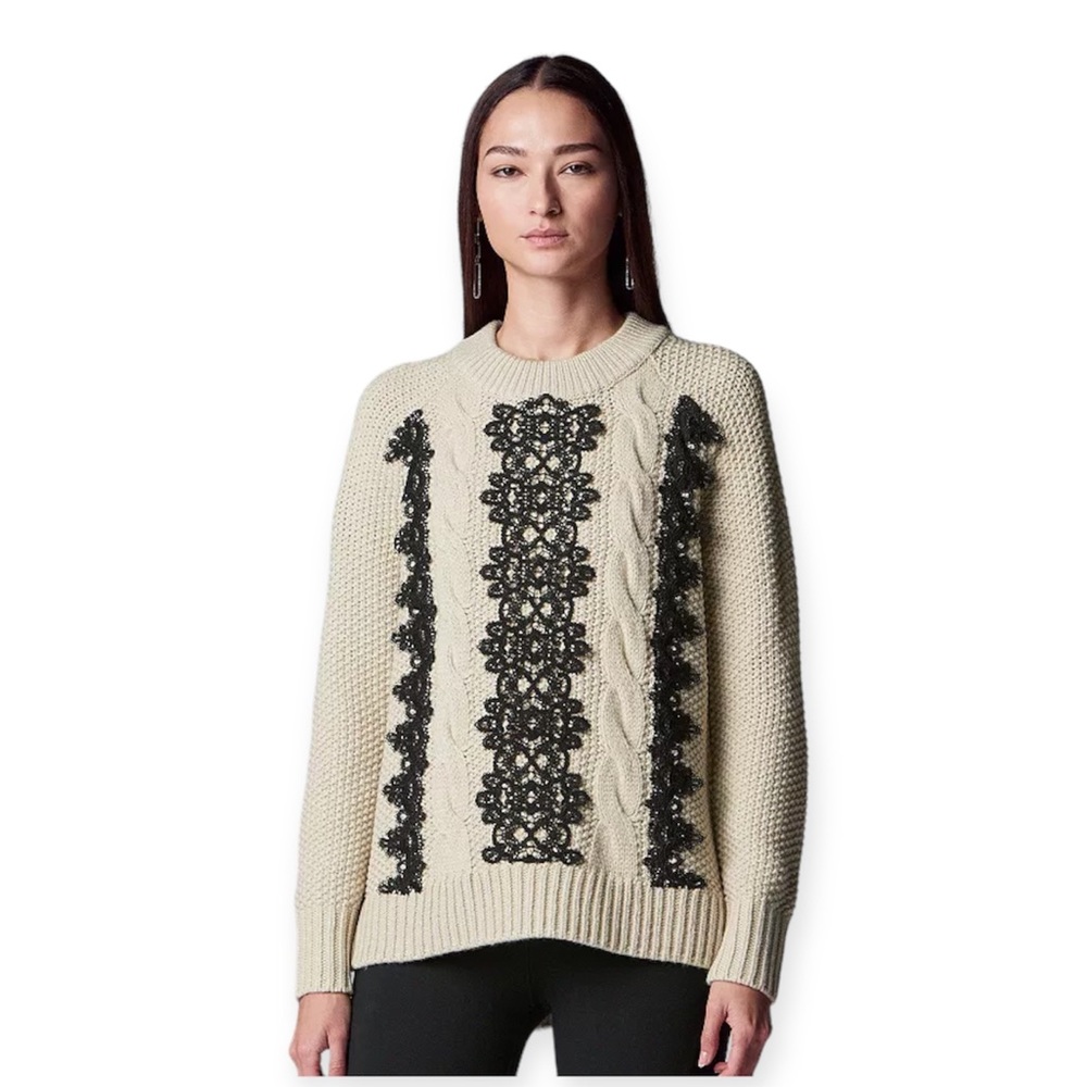 Simply Vera Vera Wang Thick Cozy Lace Appliqué Sweater Size Small